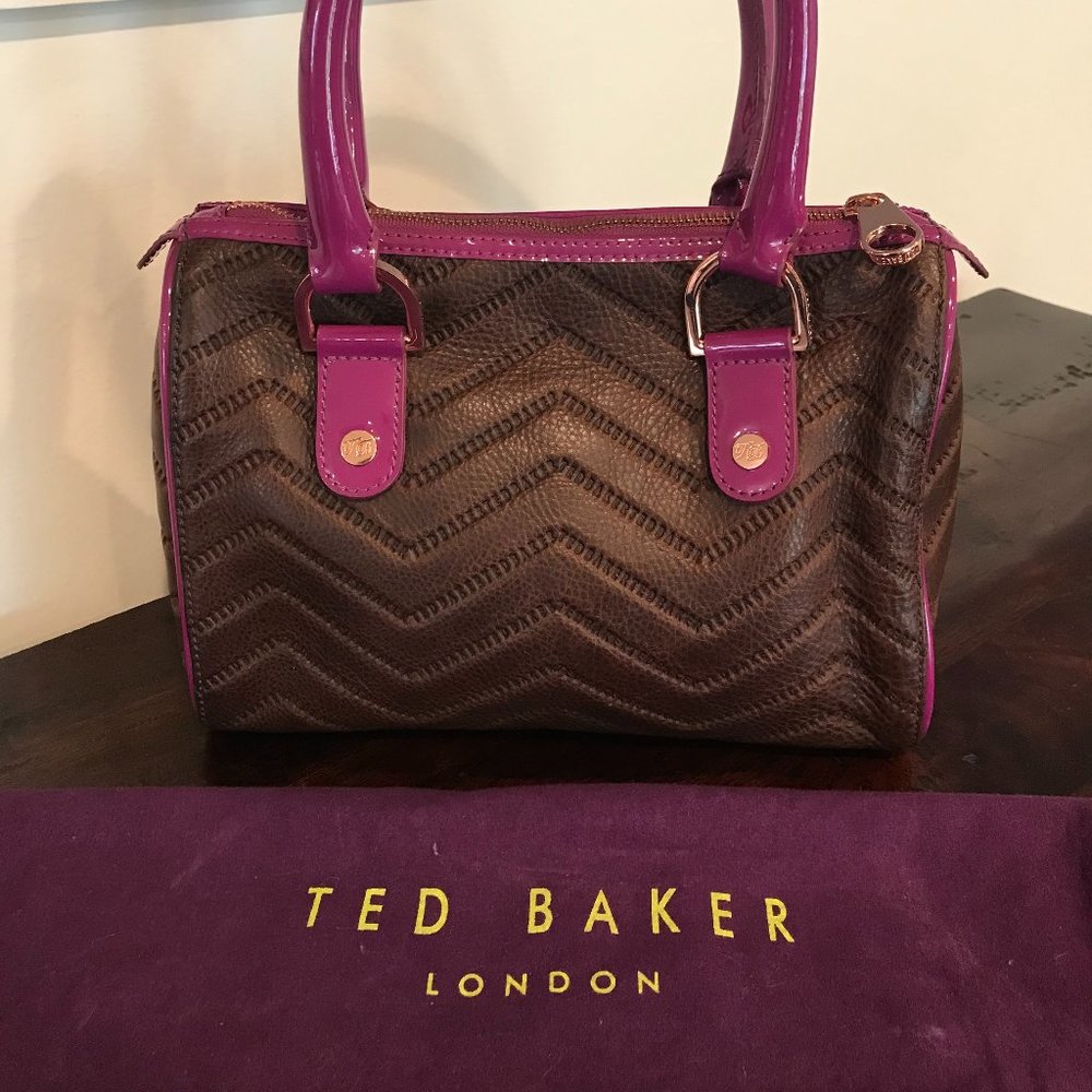 Ted Baker Purple & Brown Satchel Purse